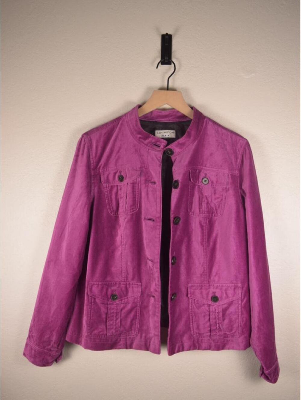 Covington Purple Button-Up Jacket with Pockets